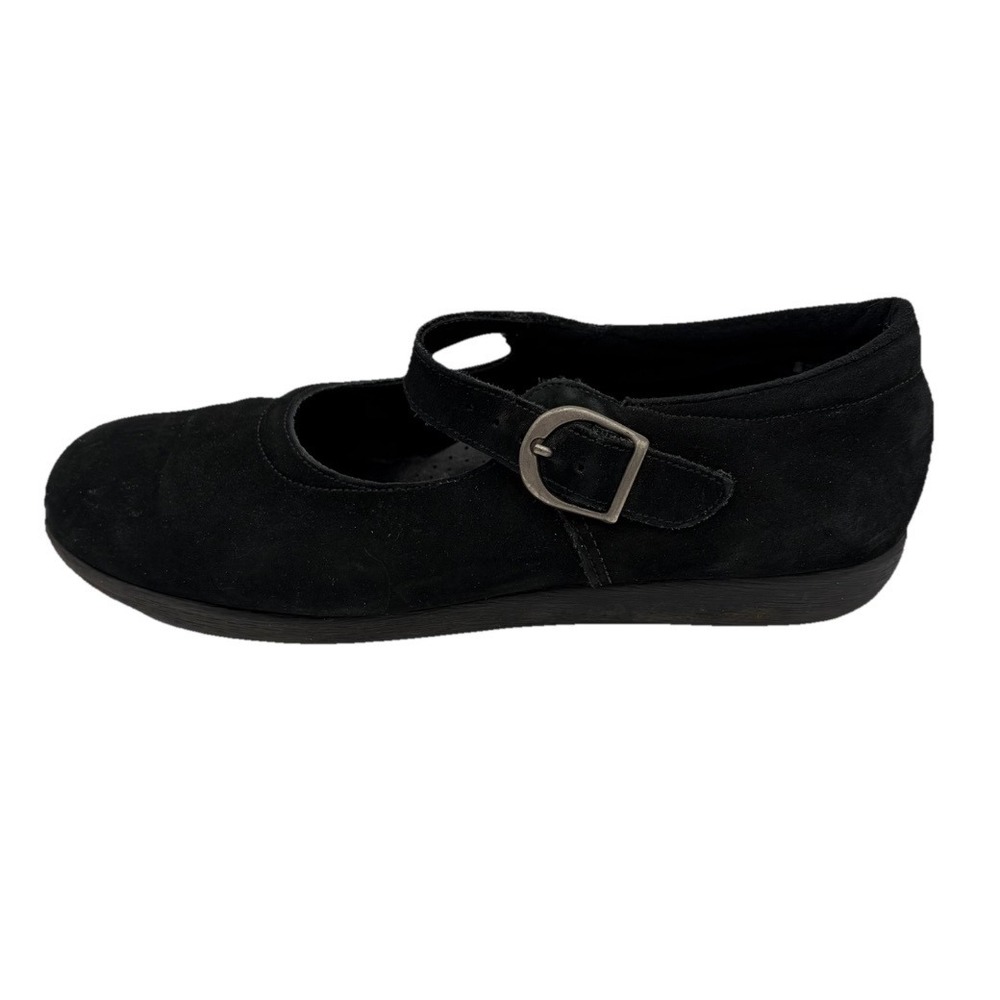 Mary Jane Flats Black Suede  8.5W WIDE Ballet Adjustable Buckle Comfort‎ USA